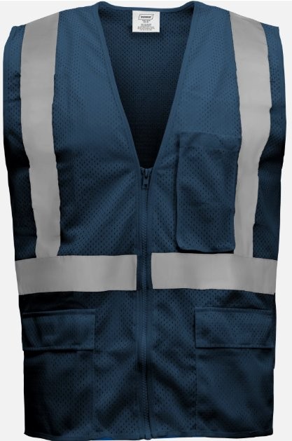 Ironwear Navy Blue Polyester Mesh Safety Vest with Zipper